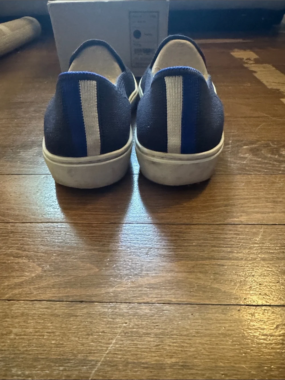 Women’s Rothy’s Slip-On Knit Loafers in Navy with White Sole